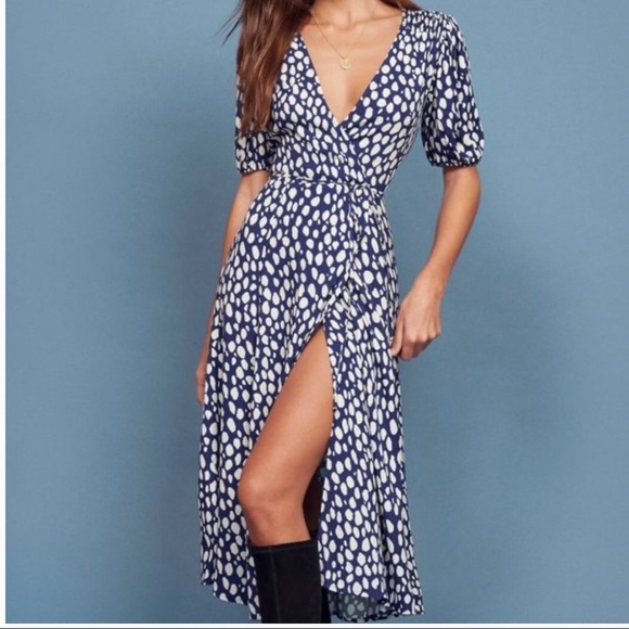 short sleeve wrap midi dress